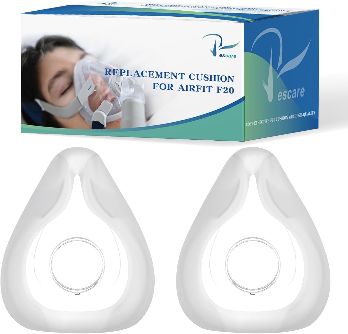 Airfit F20 Replacement Cushion Large - 2 Packs Compatible with Original F20 Frame, Ultra-Soft & Durable Seal, Reliable & Comfortable