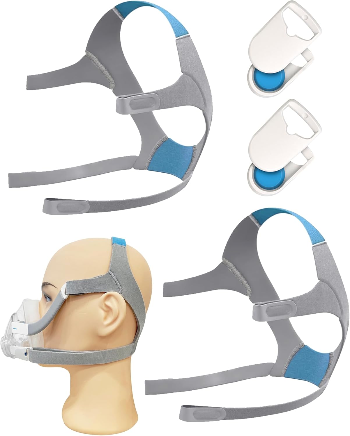 2 Packs F20 Replacement Headgear Compatible with F20 Full-face Mask, Include 4 Magnetic Clips+4 Headgear Straps (Small)