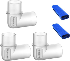 Tubing Elbow (37394) 3 Pack Replacements Compatible with AirSense10 & AirCurve10 and 2 Packs Headgear Strap Covers Universal and Reusable