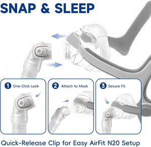 Replacement Short Tube Compatible with Airfit N20 & Airtouch N20 Cpap Mask, Avoid Leakage and Reduce Noise, Cpap Supplies and Accessories(2 Pack)