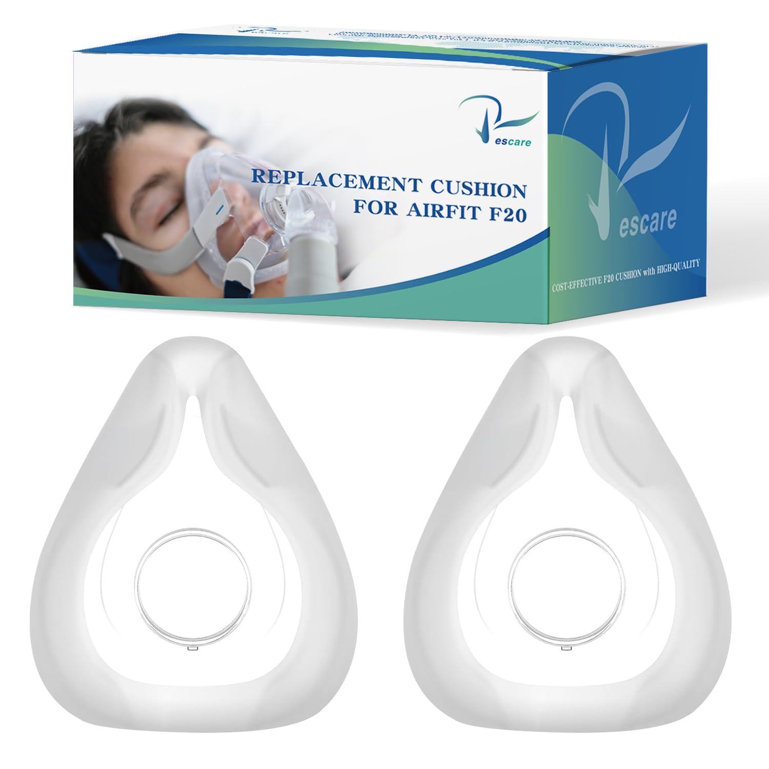 Airfit F20 Replacement Cushion Large - 2 Packs Compatible with Original F20 Frame, Ultra-Soft & Durable Seal, Reliable & Comfortable