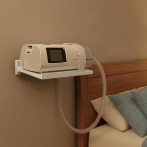 Wall-Mounted CPAP Organizer Shelf – Machine Storage Rack & Hose Holder with 90 Degree Elbow, Mask Hook, Prevents Hose Tangling, Improves Airflow, Space-Saving Bedside Organizer
