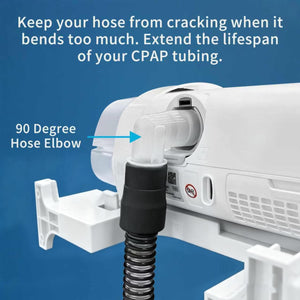 Wall-Mounted CPAP Organizer Shelf – Machine Storage Rack & Hose Holder with 90 Degree Elbow, Mask Hook, Prevents Hose Tangling, Improves Airflow, Space-Saving Bedside Organizer