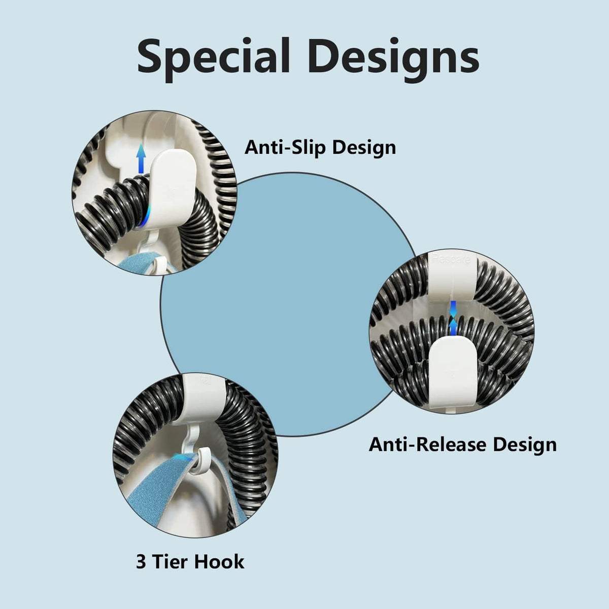 CPAP Hose Hanger Tubing Organizer and Headband Hook Combined Hose Management System with Anti-Skid Function for Preventing Tube Leakage Tangle Free