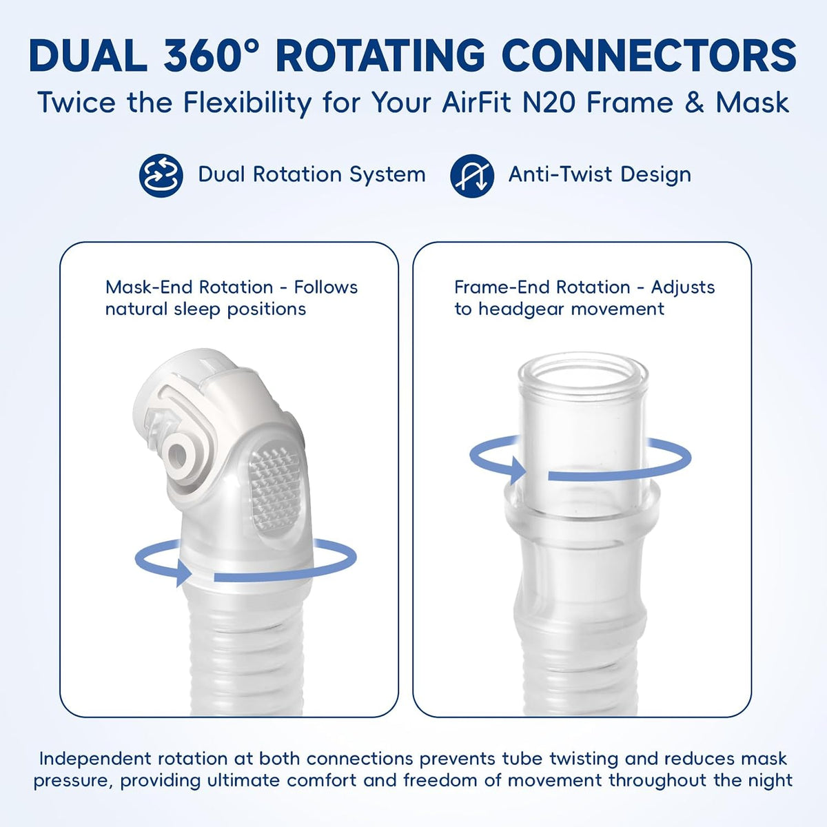 Replacement Short Tube Compatible with Airfit N20 & Airtouch N20 Cpap Mask, Avoid Leakage and Reduce Noise, Cpap Supplies and Accessories(2 Pack)